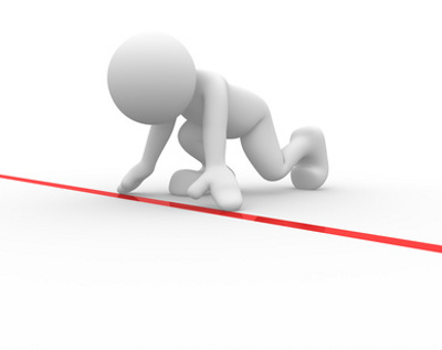 3d people - human character, person at starting line. Athlete - sports. 3d render