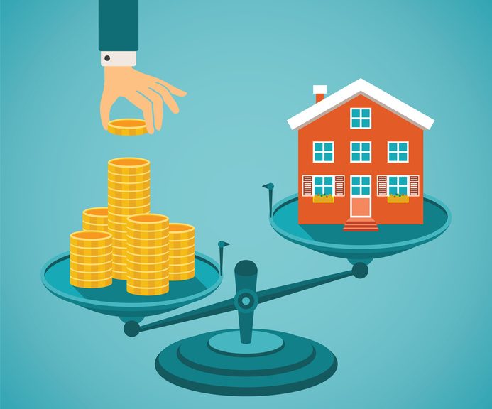 Vector concept of investment in real estate like townhouse