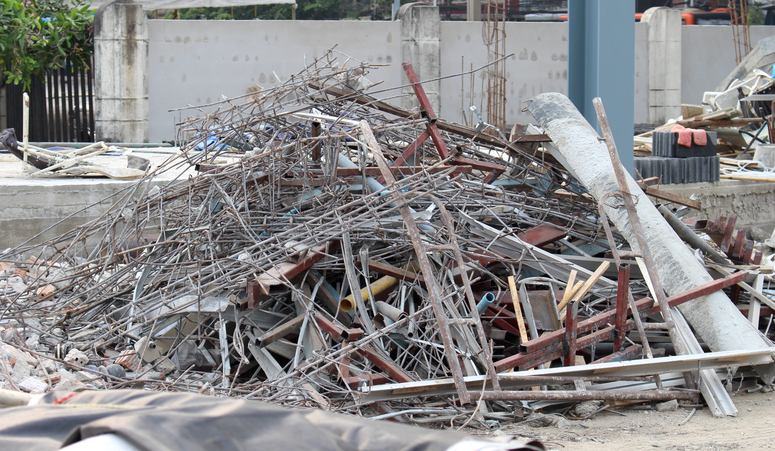 Debris in the construction area
